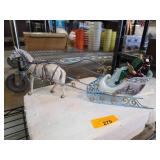 Porcelain Winter Sleigh Figurine With Couple