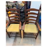Two Wooden Ladder Back Armchairs