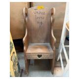 Wooden Chair With ï¿½Jesus Loves Meï¿½ Engraving