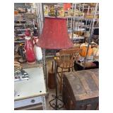 Metal Floor Lamp With Red Fabric Shade