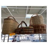 Three Woven Baskets with Handles