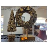 Gold-Toned Decorative Tree and Wreath Set