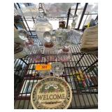 Glass Decanters and Decorative Plaque