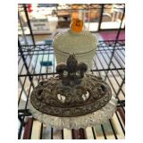 Decorative Glass Dish and Ceramic Jar