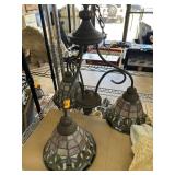 Stained Glass Three-Light Chandelier