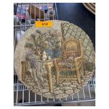 Circular Wall Plaque With Floral Scene