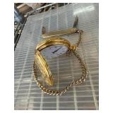 Gold-Colored Pocket Watch with Knife and Chain