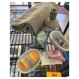 Decorative Lot With Soap, Towel, and Accessories