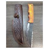 Knife with Decorative Handle and Leather Sheath