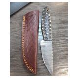Damascus Steel Knife with Leather Sheath