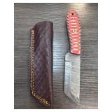 Damascus Steel Knife With Leather Sheath