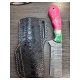 Damascus Steel Knife with Custom Sheath