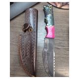 Custom Hunting Knife with Leather Sheath