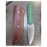 Custom Knife with Colored Handle and Leather Sheat