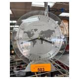 World Map Desk Clock With Metal Stand