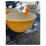Yellow Pyrex Mixing Bowl with White Floral Design