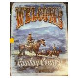 Metal ï¿½Welcome Cowboy Countryï¿½ Sign