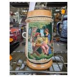 Stoneware Beer Stein with Relief Decoration