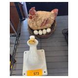 Decorative Hen and Eggs with Duck Head Mount