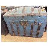 Ornate Wood and Metal Domed-Top Trunk