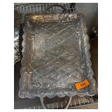 Rectangular Metal Serving Tray with Ornate Design
