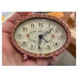 Linden Floral Alarm Clock With Pink Rhinestones