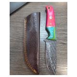 Handcrafted Knife with Colorful Handle and Sheath