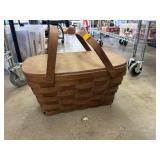 Wooden Woven Basket With Hinged Lid