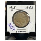 1918-D Buffalo Nickel in Holder