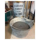 Metal Flower Bucket and Galvanized Tub