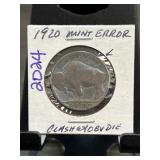 1920 Buffalo Nickel with Mint Error