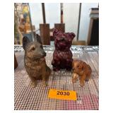 Three Dog Figurines with Maker Marks