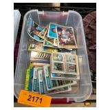 Plastic Bin of Assorted Sports Trading Cards