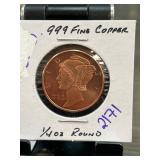 Golden State Mint 1/4 Oz .999 Fine Copper Round