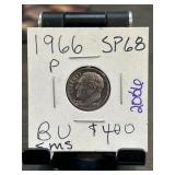 1966 Roosevelt Dime SP68 BU/SMS