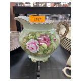 Hand Painted Porcelain Pitcher With Rose Design