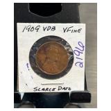 1909 VDB Lincoln Wheat Cent in Very Fine Condition