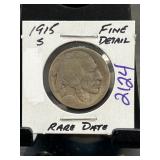 1915-S Buffalo Nickel Fine Detail