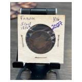1856 French 5 Centime Coin in Holder