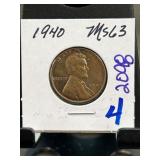 1940 Lincoln Wheat Cent MS63