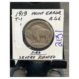 1913 Buffalo Nickel Mint Error Type 1