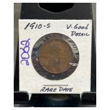 1910-S Lincoln Wheat Penny, Very Good Detail