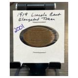 1919 Lincoln Cent Elongated Token