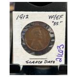 1912 Lincoln Wheat Cent VF/EF Condition