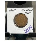 1907 Indian Head One Cent Coin