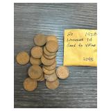 20 1928 Lincoln Wheat Cents