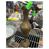 Brass Vase with Etched Details, Made in India