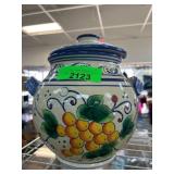 Decorative Ceramic Covered Jar With Fruit Motif