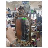 Ornate Wall Mirror With Gold-Tone Frame