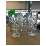 Six Clear Pressed Glass Tumblers